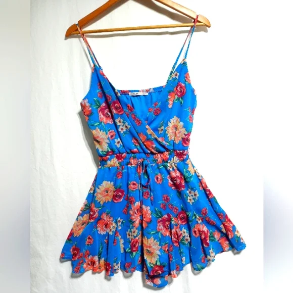 Miami Franchesca's Blue Floral Romper size Small - Picture 1 of 8